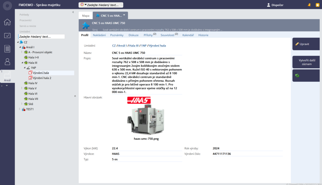 EIRA software pro správu majetku pracuje s kartami majetku. Ty mohou být upraveny a rozšířeny namíru o další atributy