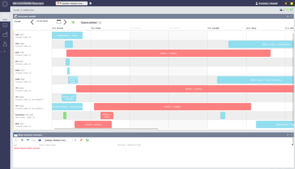EIRA Software pro evidenci a správu majetku - rezervační systém